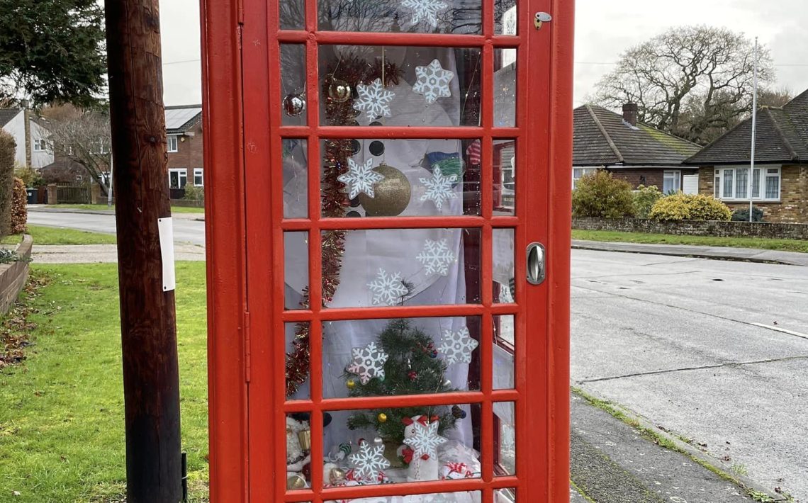 IHRA’s phone box in Iver Heath Christmas display