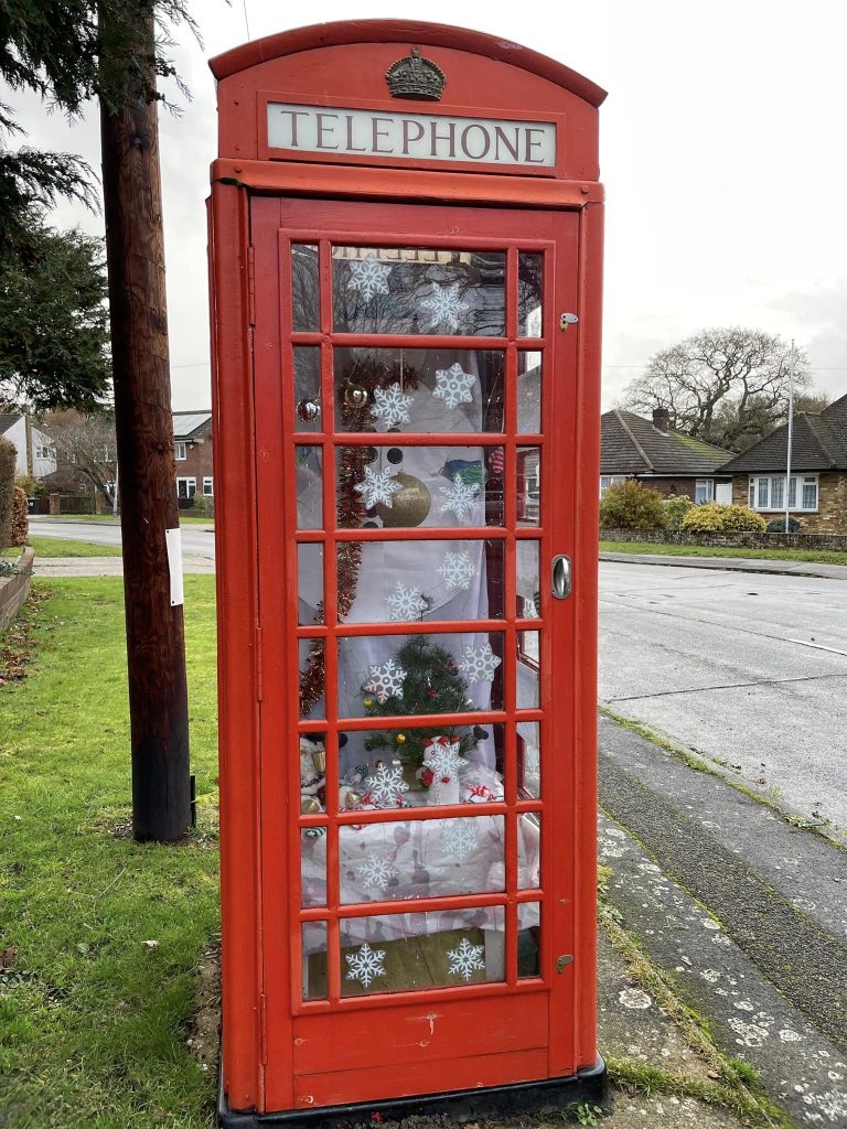 IHRA’s phone box in Iver Heath Christmas display