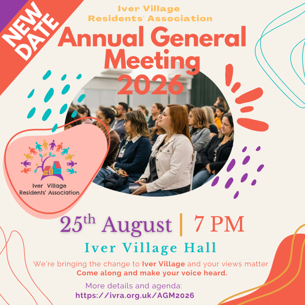 IVRA AGM 2026 on 25th August at 7pm, Iver Village Hall